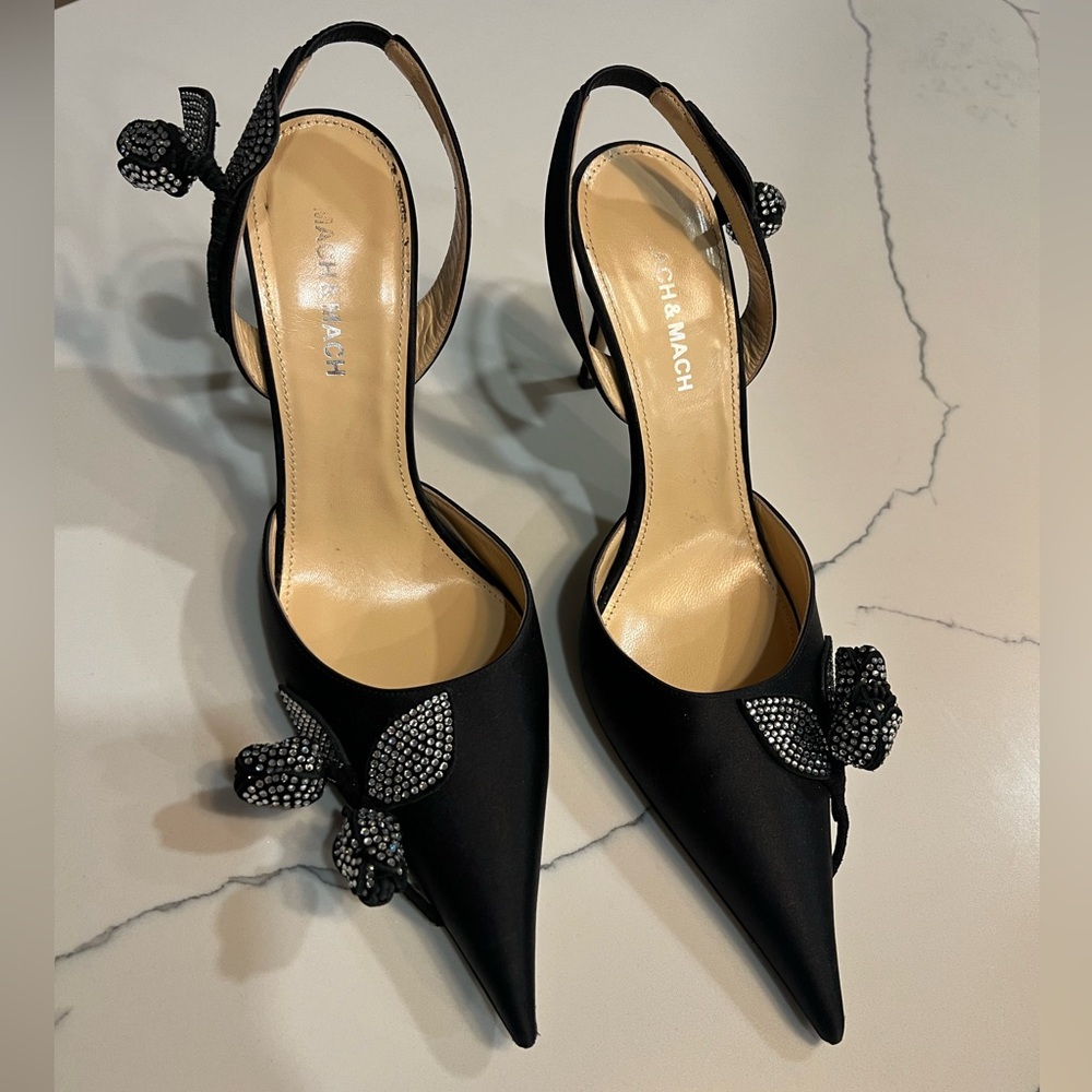 MACH & MACH Black Crystal Embellished Heels - Picture 3 of 7